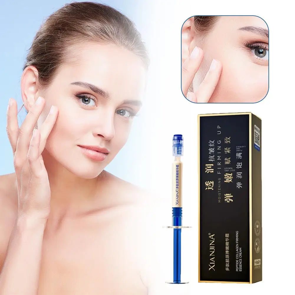Serenzza Polypeptide Collagen Elasticity Essence Cream jar showing smooth cream texture, designed to improve dryness, fine lines, and sagging skin