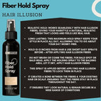 Serenzza Hair Illusion 100% real hair fibers combo with fibers, hold spray, water spray, and application tool for hair thickening.