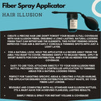 Serenzza Hair Illusion 100% real hair fibers combo with fibers, hold spray, water spray, and applicator for fuller hair appearance.