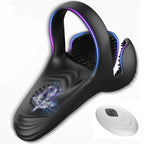 Serenzza men's silicone ring resonance electric massager with adjustable settings and sleek black design.