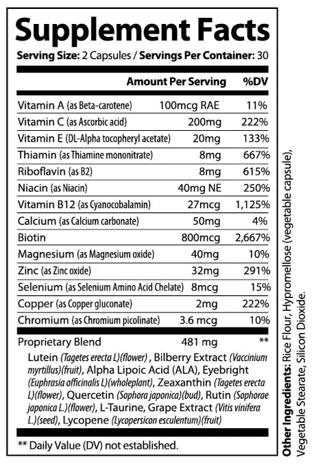 Serenzza Evervision 14-in-1 Advanced Eye Formula capsules, 60-count, with natural ingredients for eye health and vision support