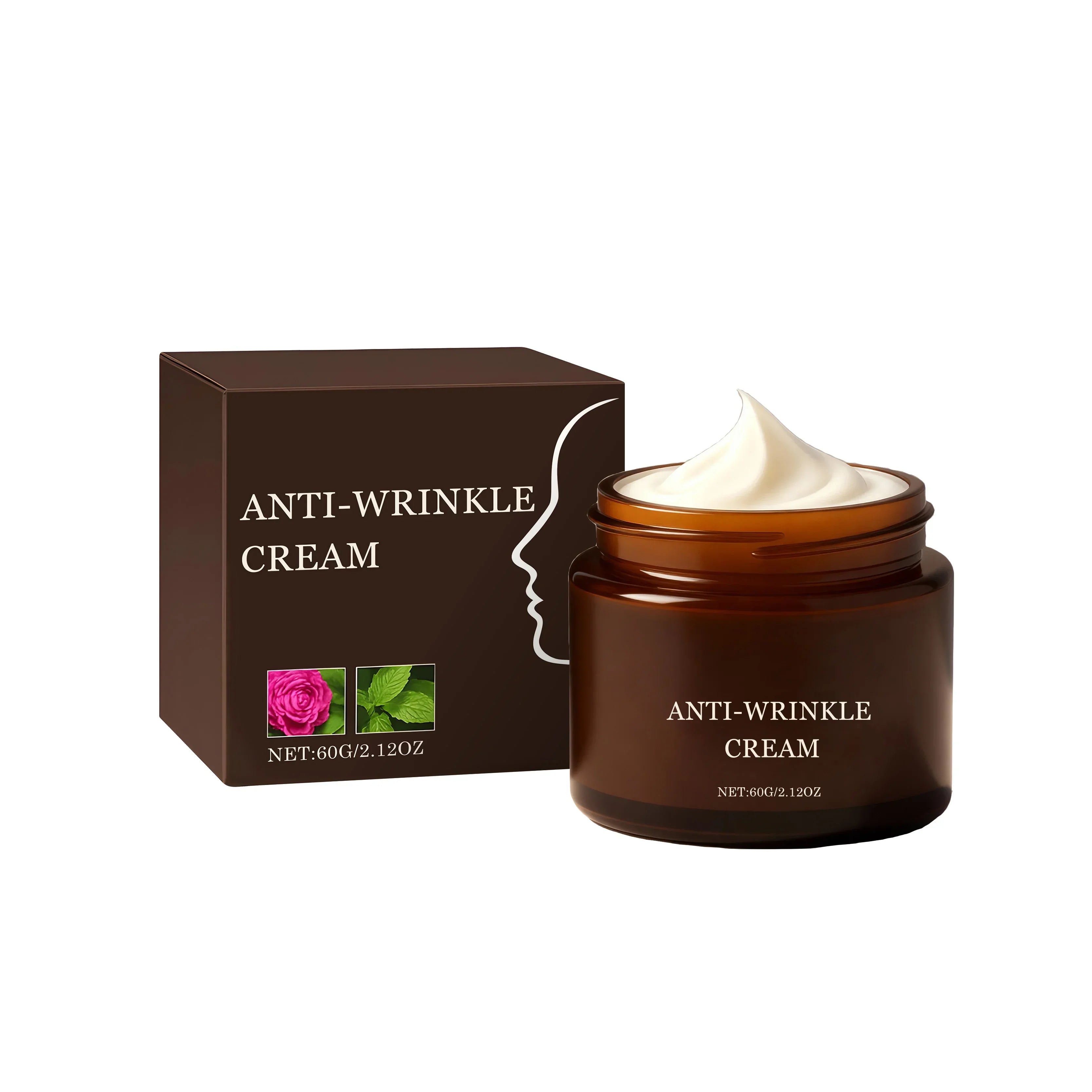 Serenzza anti-wrinkle cream jar with a smooth, elegant design, showcasing the skincare product in a clean, modern setting.