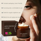 Serenza anti-wrinkle cream jar with smooth texture, showcasing the skincare product for reducing fine lines and aging signs.