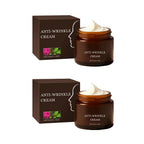 Serenzza anti-wrinkle cream jar with white lid, showcasing smooth textured cream for youthful skin.
