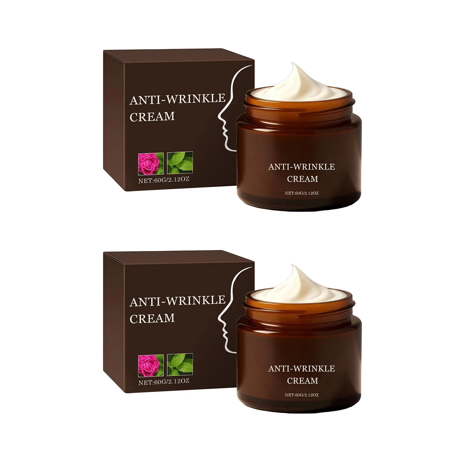 Serenzza anti-wrinkle cream jar with white lid, showcasing smooth textured cream for youthful skin.