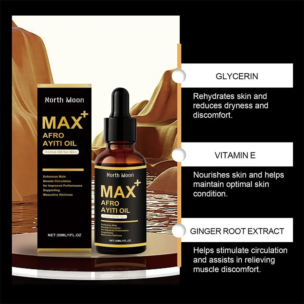 Serenza African Ayi Oil 30ml herbal massage essence bottle, natural herbal oil for men's body massage and skin nourishment