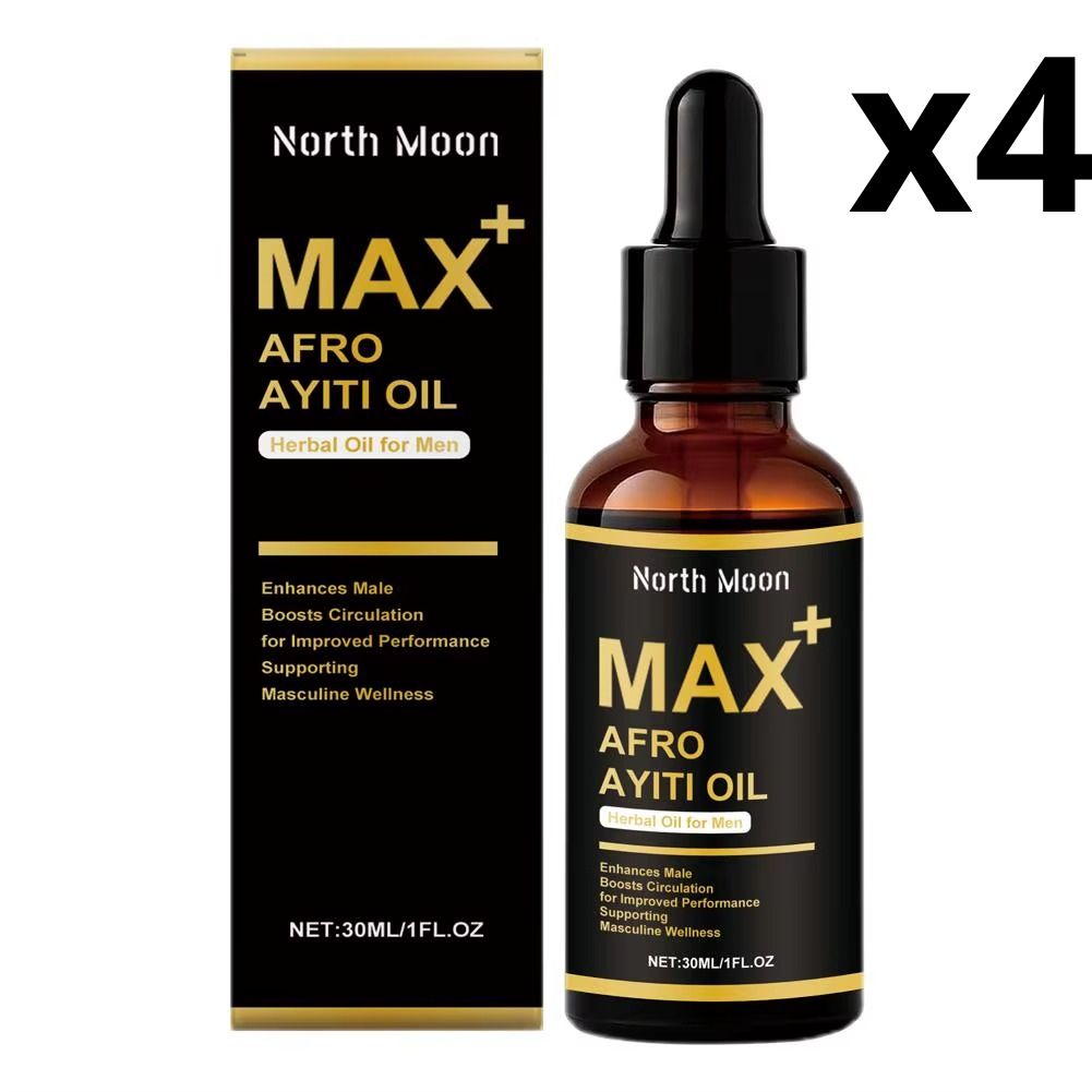 Serenzza African Ayi Oil Max+ herbal massage oil for men in a 30ml bottle, natural herbal body massage essence, African-inspired.