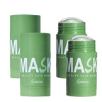 Serenzza green tea purifying clay face mask for oil control and blackhead removal, shown in a jar with a smooth, green clay texture.