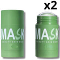 Two jars of Serenzza Green Tea Purifying Clay Face Mask for oil control and blackhead removal, featuring fresh green tea ingredients.