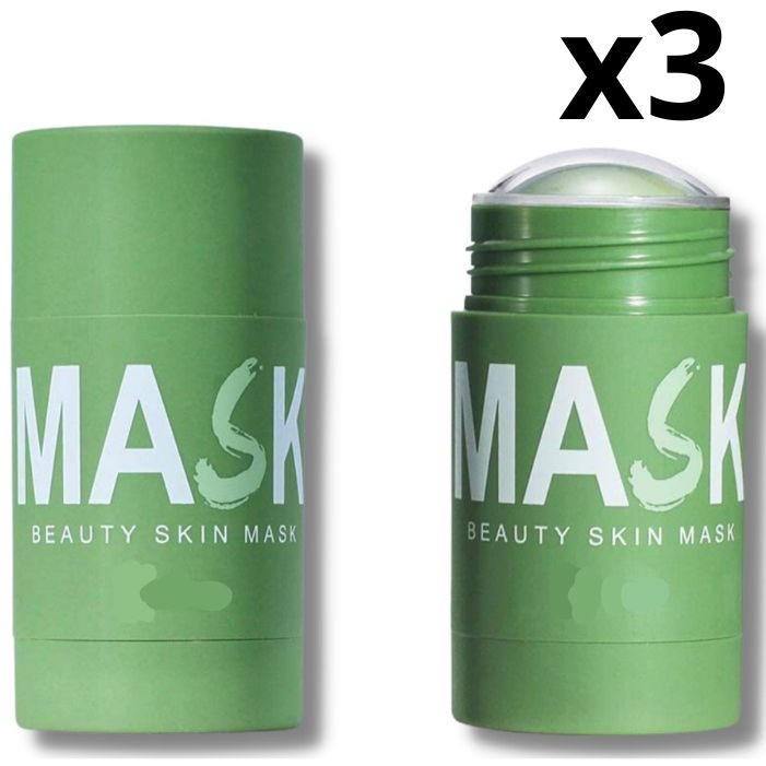 Two bottles of Serenzza Green Tea Purifying Clay Face Mask with oil control and blackhead removal for clear, refreshed skin.