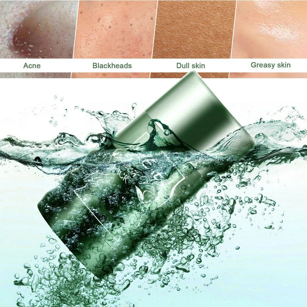 Serenzza green clay face mask stick for deep cleansing and blackhead purifying, ideal for facial skincare and pore purification.