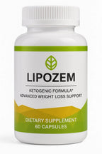 Serenza Lipozem capsules, natural supplement for health and vitality, showing the bottle with capsules and herbal ingredients.