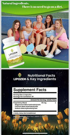Serenzza Lipozem Capsules natural supplement bottle with capsules, supporting health and vitality in a health product image.