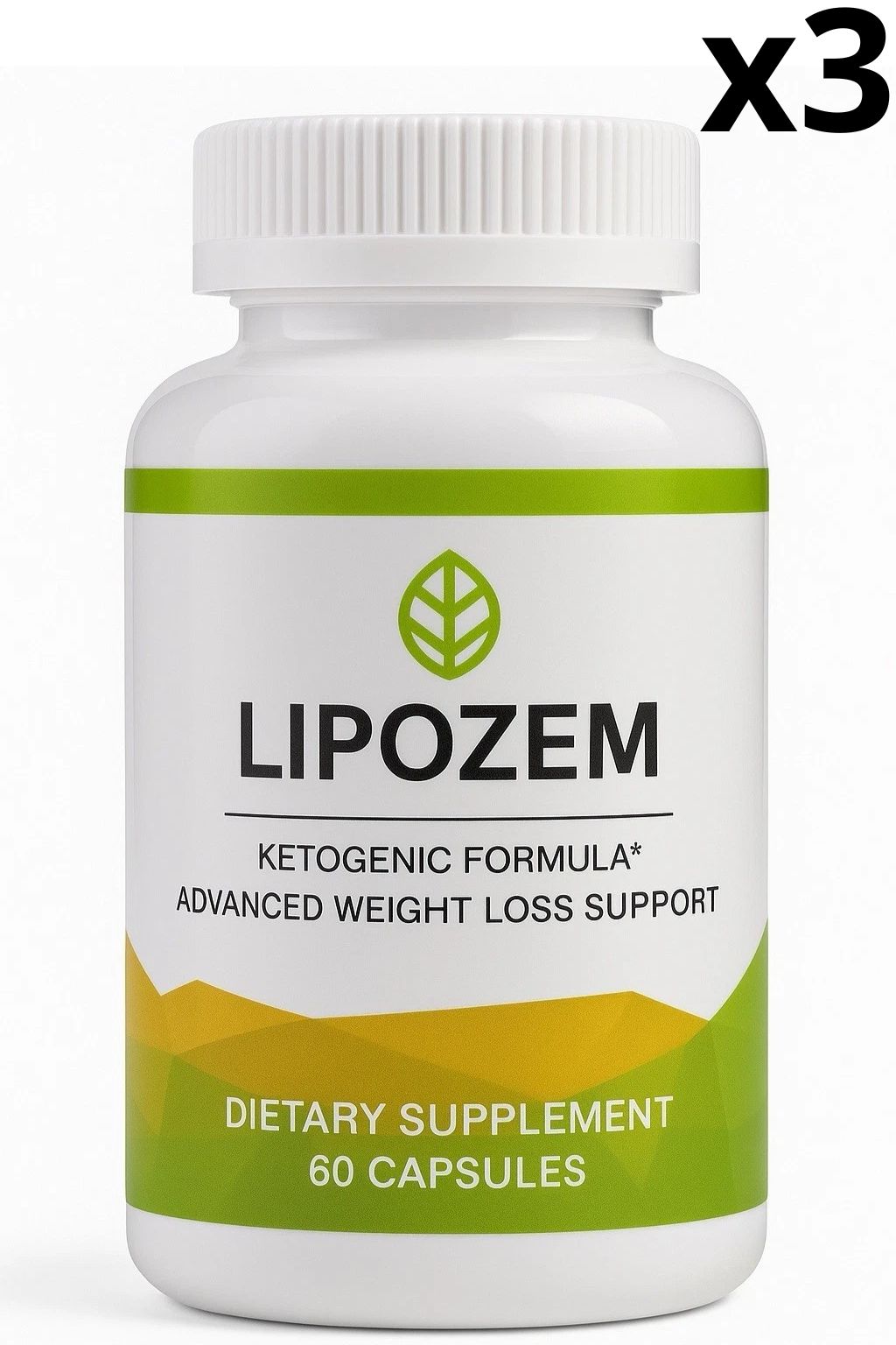 Two bottles of Serenzza Lipozem Capsules, a natural supplement formula for supporting health and vitality.