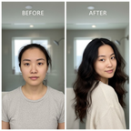 Serenza Rosemary Shampoo by Tgideas showing before and after images of healthy, shiny hair with natural rosemary benefits.