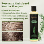 Serenza Rosemary Shampoo with keratin, featuring a clear bottle and fresh rosemary sprigs on the label.