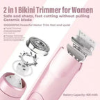 Serenzza 2-in-1 dual head waterproof electric lady shaver for women, with ergonomic design for private area grooming.