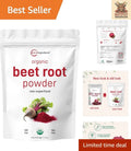 Cold pressed organic beet root powder by Serenzza, 4lb, high concentration, no additives, vibrant red powder in a jar.