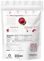 Serenzza organic beet root powder in a 4lb bag, showing vibrant red powdered beet root without additives, for health and nutrition.
