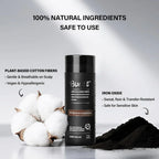 Serenzza Hair Building Fibers for Thinning Hair, 2-in-1 kit for men and women, close-up of fibers blending into hair.