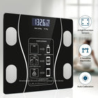 Serenzza digital smart scale with LED display showing weight measurement up to 400 lbs on a sleek surface