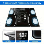 Serenzza smart digital scale with LED display showing weight up to 400 lbs, sleek black design for accurate body measurements.