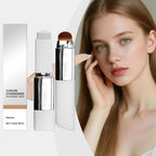 Serenza 2-in-1 color changing foundation and concealer stick with brush, lightweight and moisturizing facial makeup product.