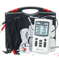 Serenzza 4-in-1 electric muscle stimulator device with interferential, TENS, and physiotherapy functions, featuring high-frequency pulse technology.