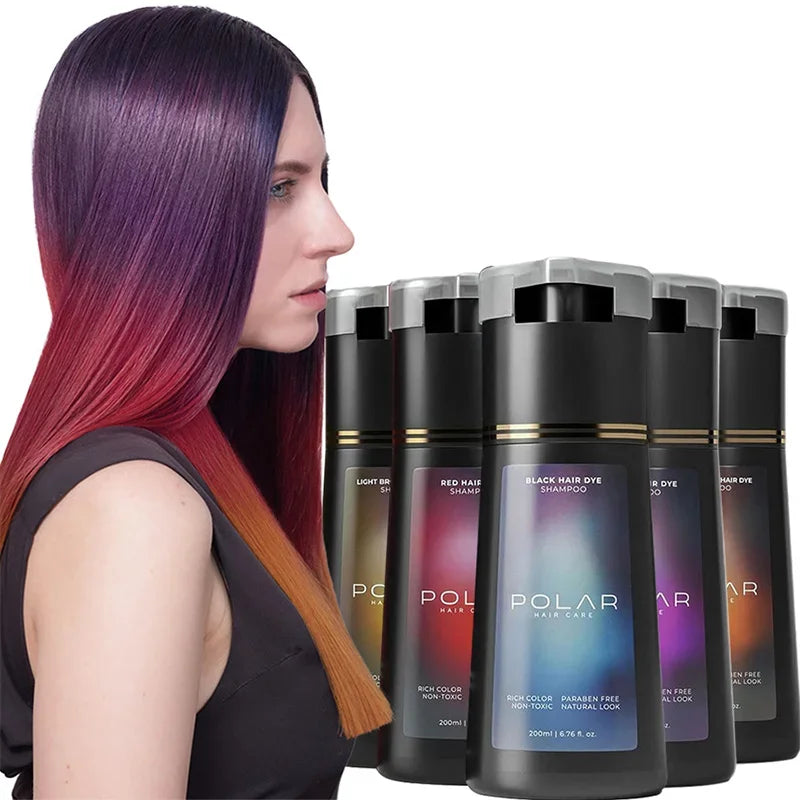 Serenzza 5-color hair dye shampoo for black hair, moisturizing and repairing hair with vibrant color in cream formula for men and women.