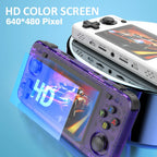 Serenzza R36H handheld game console with 3.5-inch screen, open source design, 64GB storage, portable pocket video player, black