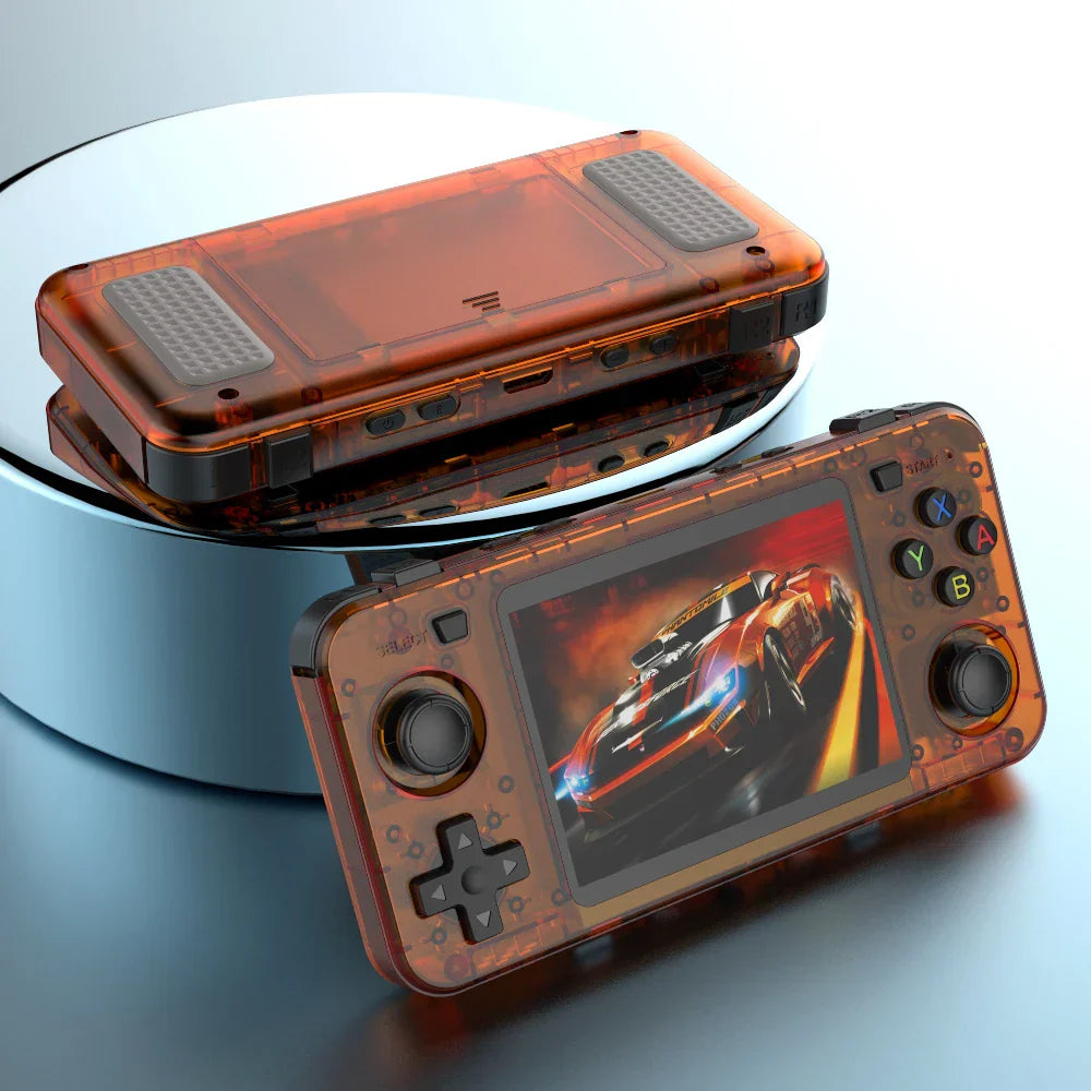 Serenzza R36H portable handheld game console with 3.5-inch screen, 64GB storage, retro design, open source, and pocket size.