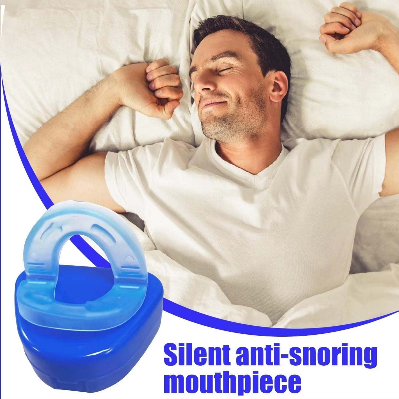 Serenzza anti-snoring and anti-grinding teeth protector for oral health, shown in a close-up image.