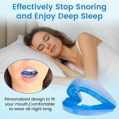 Serenzza anti-snoring and anti-grinding teeth protector for oral health, shown in white with a clear, ergonomic design.