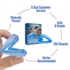 Serenzza anti-snoring and teeth grinding mouthguard for oral health, shown in a close-up image of the dental device.