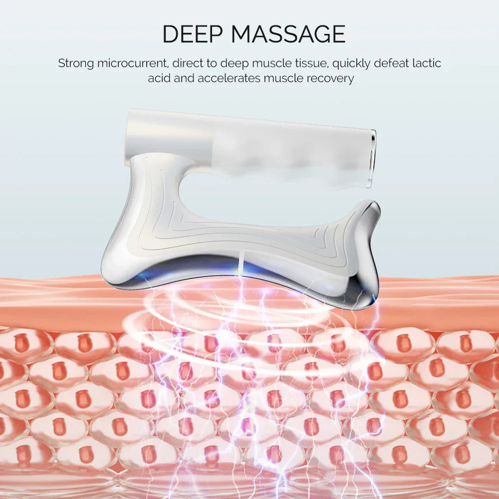 Serenzza electric fascia scraper massager with micro current vibration for muscle relaxation and fascia release, shown in the image.