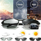 A pair of Arenzza photochromic sunglasses with stylish frames and adaptive lenses, designed for anti-glare and smart light adjustment.