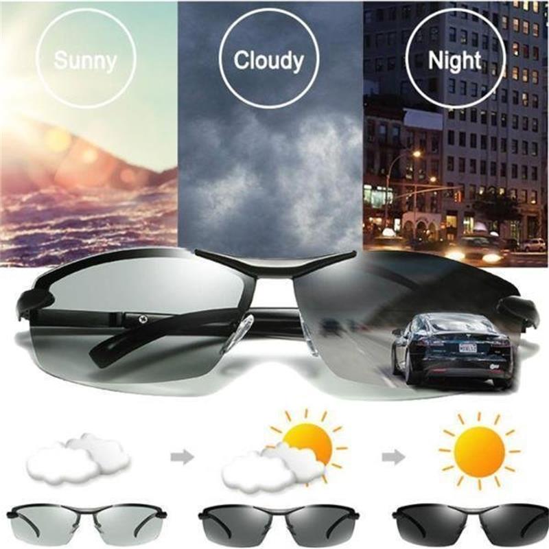 A pair of Arenzza photochromic sunglasses with stylish frames and adaptive lenses, designed for anti-glare and smart light adjustment.