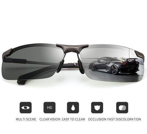 A pair of Arenzza photochromic sunglasses with stylish frames and polarized lenses that adapt to lighting conditions.