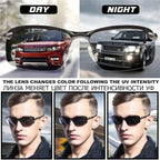 A pair of Arenzza photochromic sunglasses with stylish frames and adaptive lenses, reflecting light in a modern design.