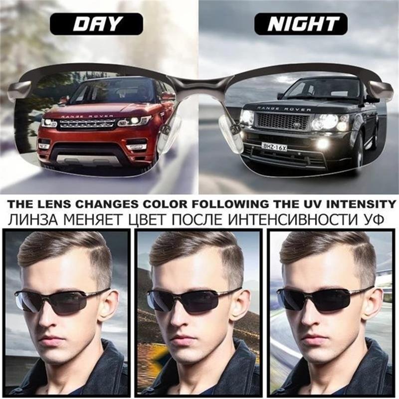 A pair of Arenzza photochromic sunglasses with stylish frames and adaptive lenses, reflecting light in a modern design.