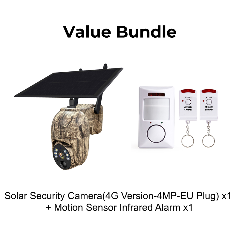 Arenzza 4MP solar PTZ security camera with 355° pan and tilt, weatherproof design, built-in rechargeable battery, and two-way talk.