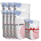 Arenzza no-pump vacuum storage bags with press and seal closure, showing clothes compressed inside for space-saving storage.