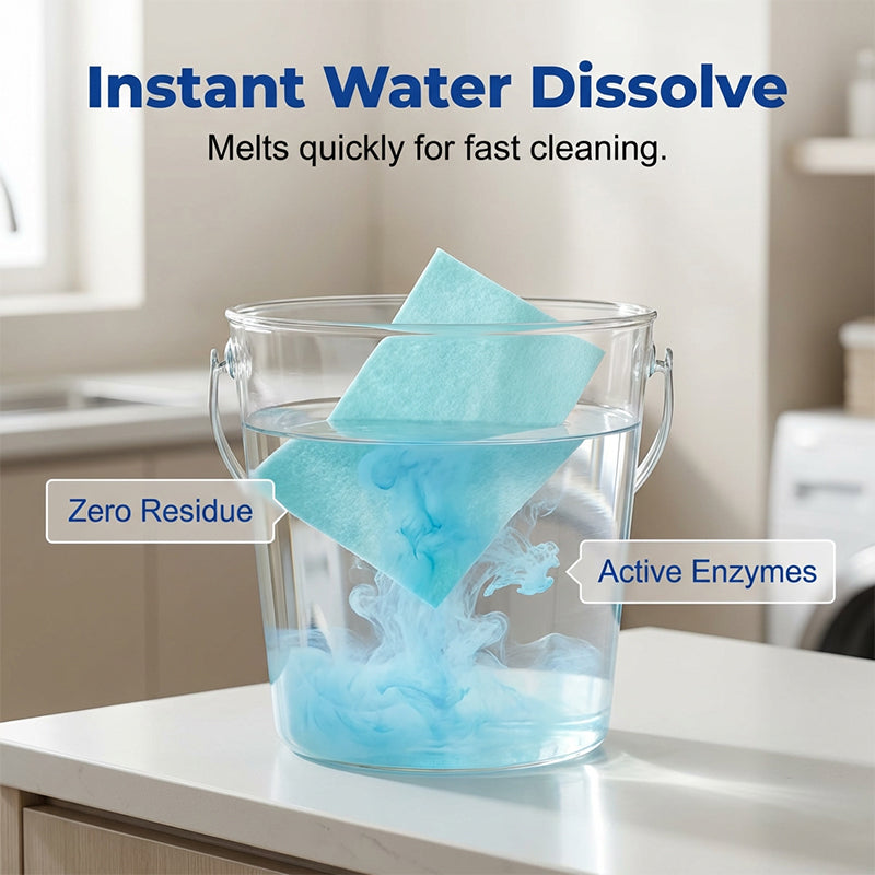 Arenzza water-soluble floor cleaning sheets in a pack of 120, safe, streak-free, easy to use for all floor types.