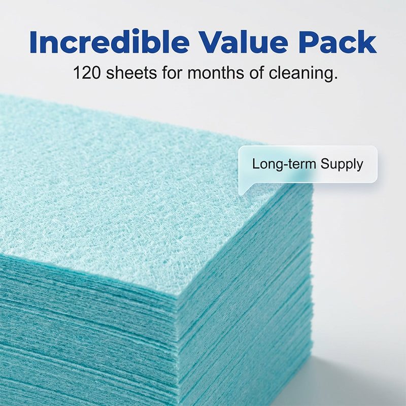 Arenzza water-soluble floor cleaning sheets in a pack of 120, designed for easy, streak-free cleaning of all floor types.