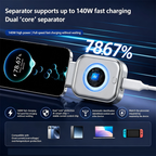 Arenzza 140W USB-C PD3.1 fast charger with AI auto shutdown and intelligent battery protection for iPhone, MacBook, and tablets.