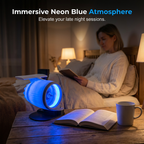 Arenzza Jet Engine Desktop Fan with LED neon glow, cooling mist, and 3D aviation design, ideal for gaming and tech enthusiasts.