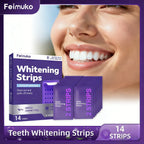 Virella purple teeth whitening strips and removal gel for oral cleaning and brightening yellowed teeth, enhancing dental oral care.