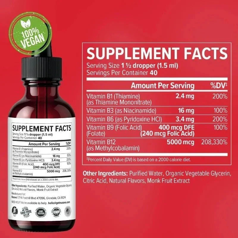 Virella 5-in-1 Vitamin B12 complex bottles with colorful labels, showcasing supplement packaging and dosage information.