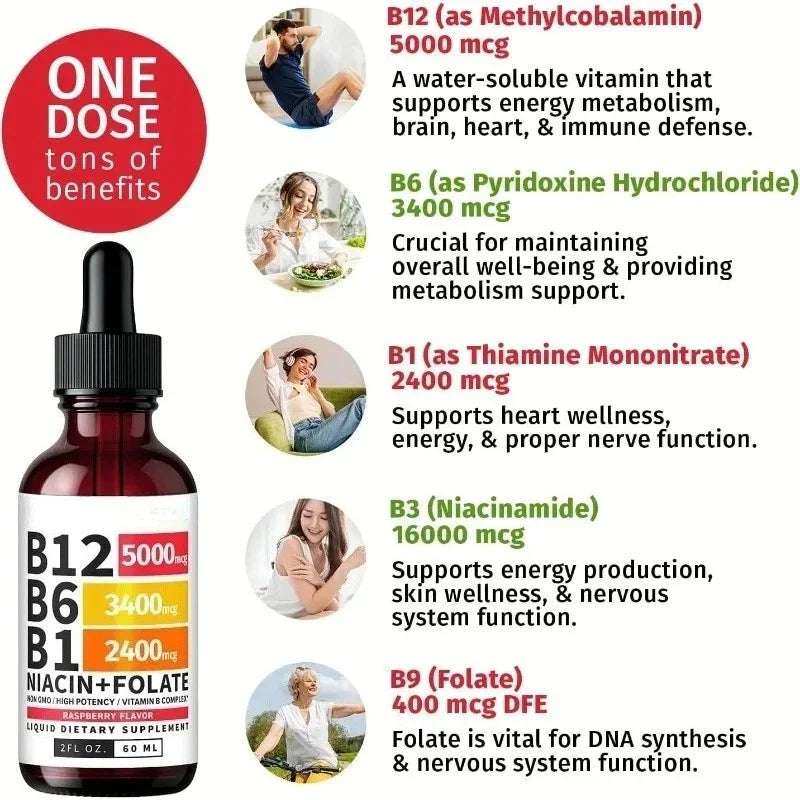 Virella Vitamin B12 5-in-1 Complex supplement bottles with colorful labels and cap caps, displayed on a white background.