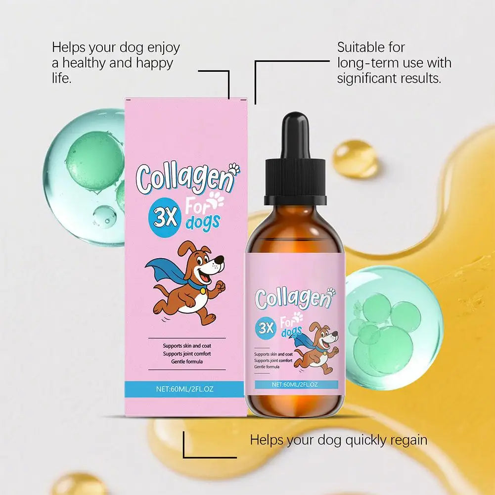 Virella 1/3/5-piece dog collagen drops for coat and skin care, dietary supplement for improving dog’s skin health and shine.